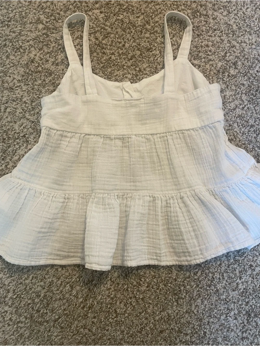 GAP Cream Cotton Gauze Peplum Tank Top for Kids